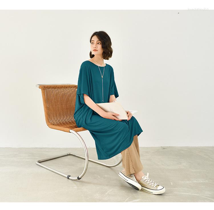

Women's Swimwear Women's Dress 2023 Summer Short-sleeved Loose Long Skirt Fashion Knee-length Round Neck Homewear Nightdress Ladies