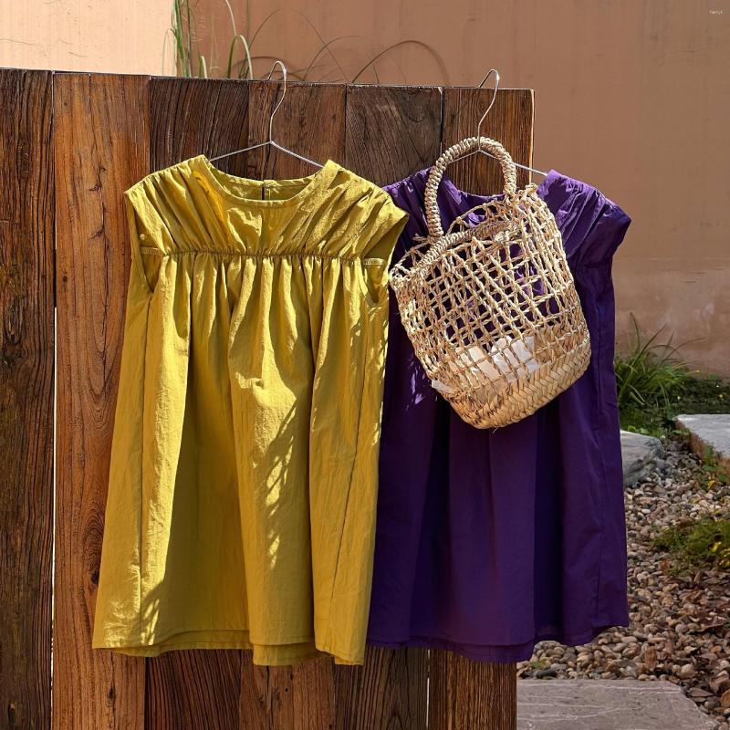 

Girl Dresses Children's Clothing 2023 Summer Girls' Dress Sleeveless Vest Solid Color Cotton, Purple