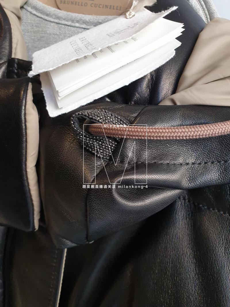 

Women Vests Coats Brunello Cucinelli Fall Winter Zipper Black Cowhide Hooded Vest