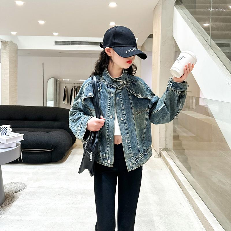 

Jackets Spring Autumn Girls' Short Jean Jacket Fashion 4-13Y, Blue