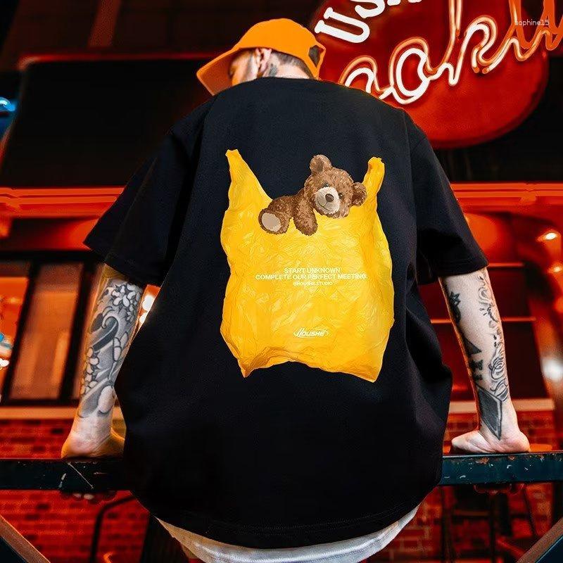

Men's T Shirts F GIRLS Kawaii Cartoon Bear Print T-Shirt Men's Y2k Streetwear Short Sleeve Shirt Summer Oversized Graphic Tee Tops, Black