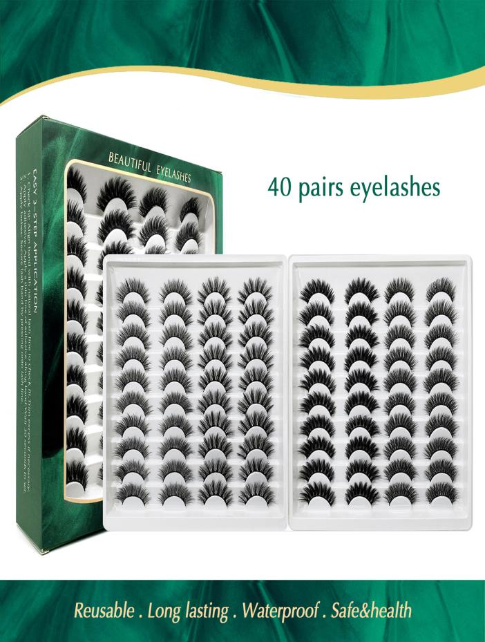 

whole 40 pairs natural Fluffy false eyelashes fake lashes long makeup 3d mink eyelash extension make up1847385