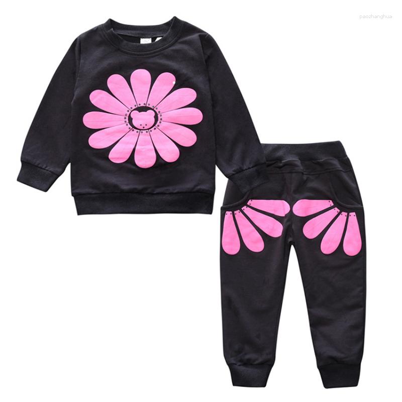 

Clothing Sets Toddler Girl Fall Clothes Set Spring Autumn Children's Suit Long Sleeve Tees Pants Sun Flower 2-Piece Trousers Baby, Gray