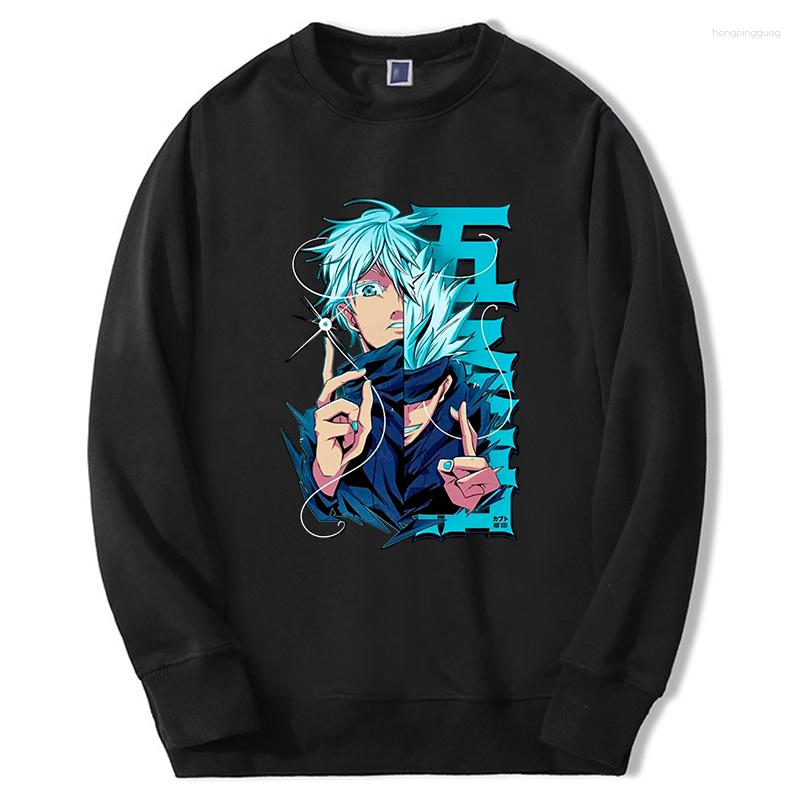 

Men' Hoodies Jujutsu Kaisen Sweatshirts Men Women Gojo Satoru Anime Hoodie Harajuku Oversize Print Streetwear Hip Hop Fashion Clothes, White solid