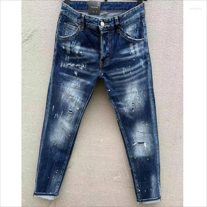 

Men's Jeans Fashion Men's Casual Hole Spray Paint Trendy Moto&Biker High Street Denim Fabric Pants 978#, 978