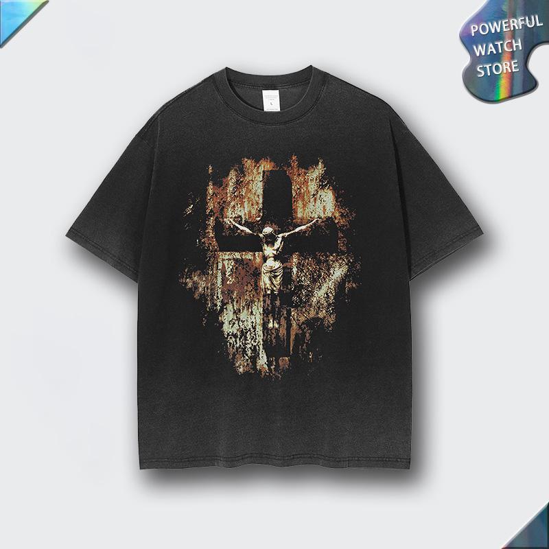 

Men's T Shirts Vintage 250G Washed Old Gradient Short Sleeve T-shirt Men's Hip-Hop Street Harajuku Loose Oversized Top Tee 2023 Summer