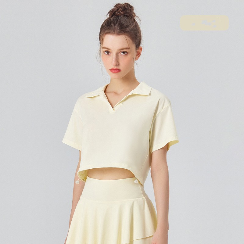 

AL-028 summer new yoga ice sense sun protection lapel drawstring sports T-shirt loose casual jacket yoga fitness skirt outdoor sports and leisure suit al, 104