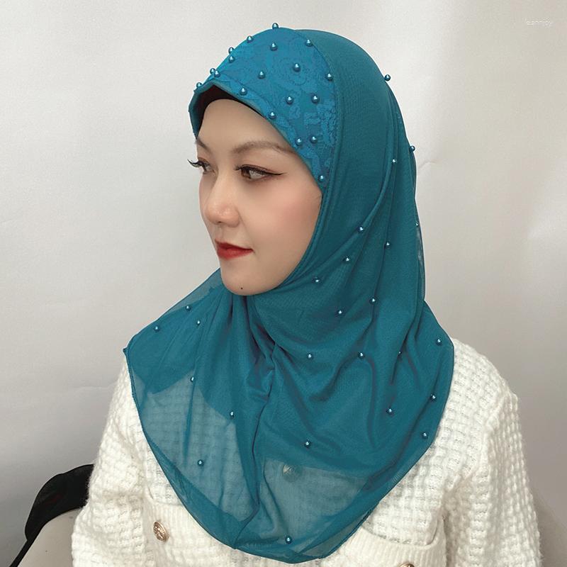

Ethnic Clothing Classic Muslim Women Pearl Bonnet Shawl Head Scarf Underscarf Cap Islam Inner Headband Stretch Hijab Cover Headwrap Turbante