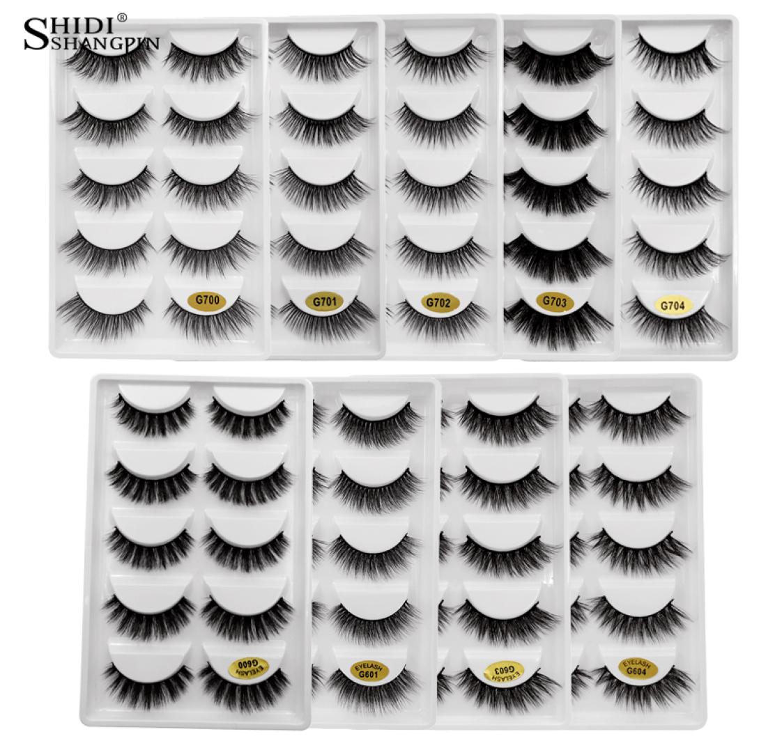 

3D Mink False Eyelashes 5 pairs Natural Long Thick Eye Lashes Hand made Reusable Makeup eyelash extensions Tool6725877