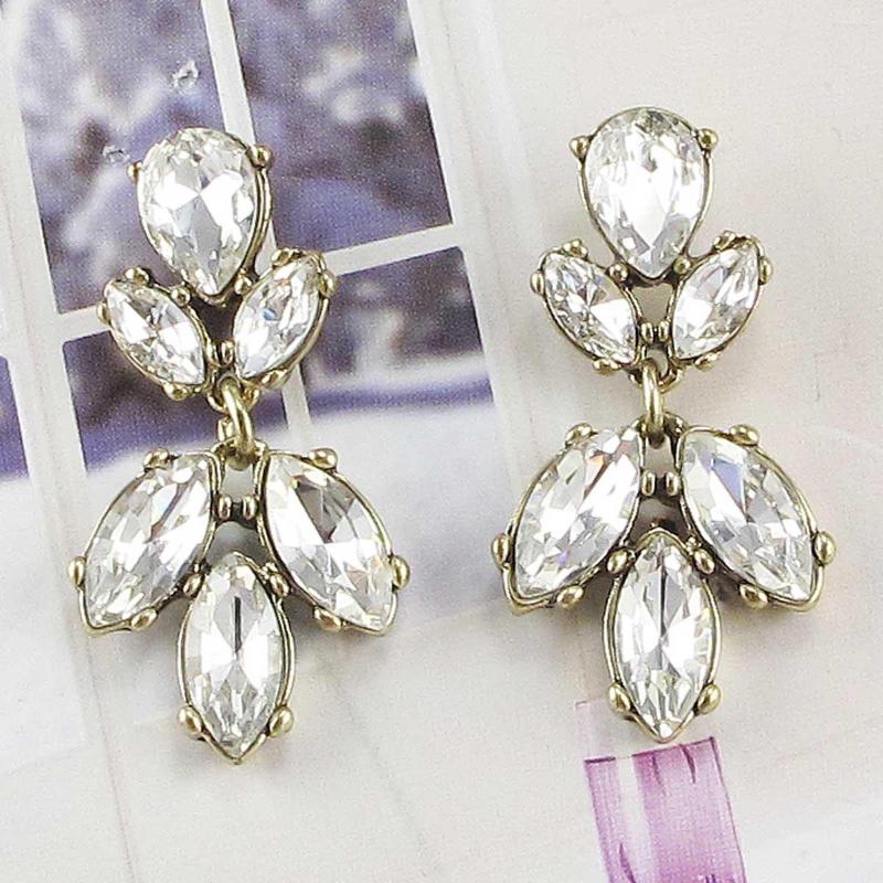 

Dangle Earrings YaYi Jewelry Fashion BOHO White Glass Crystal Rhinestone Women Ancient Gold Color Wear Ear Band Long Tassel