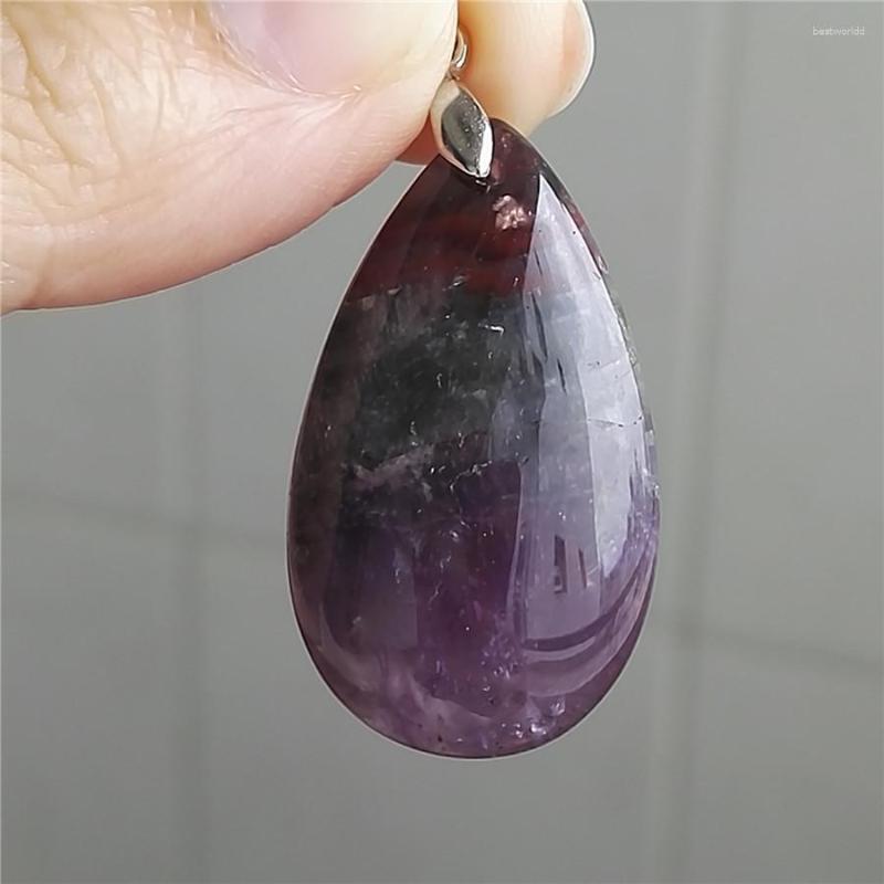 

Pendant Necklaces Genuine Natural Purple Red Auralite 23 Gems Stone Crystal Water Drop Bead Suspension Woman 33x20x9mm