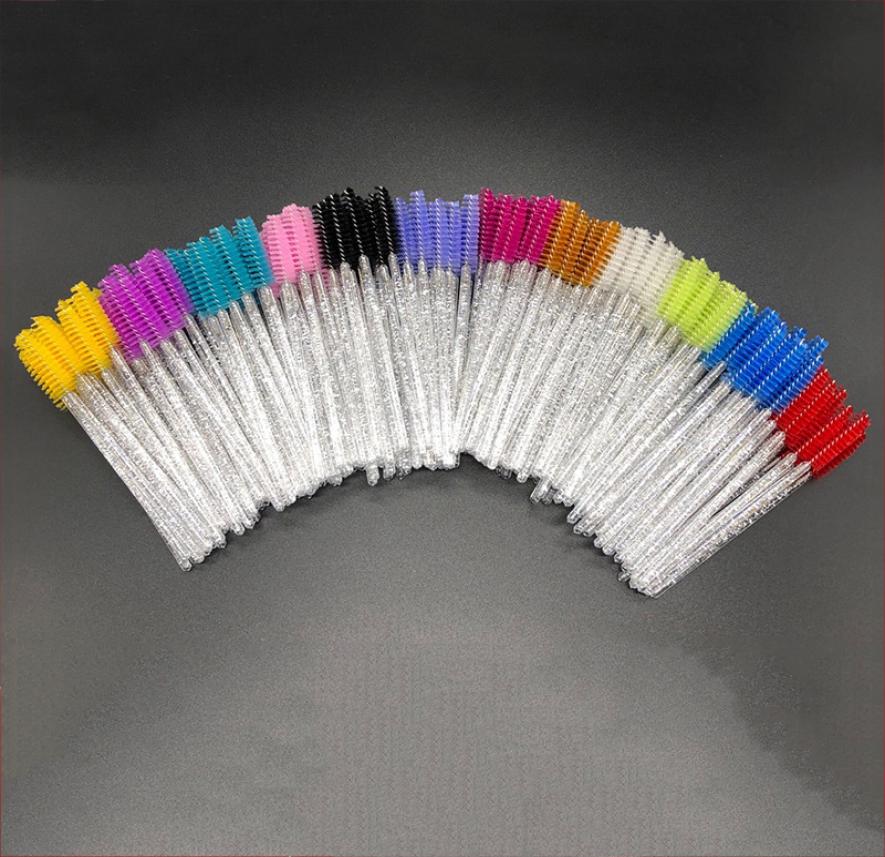 

50 PcsPack Quality Disposable Crystal Eyelash Makeup Brush Diamond Handle Mascara Wands Eyelash Extension Tool wzg TB18622538967