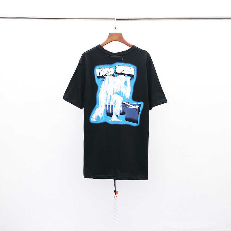 

Designer luxury OFF W T-shirt Fashion brand off super high quality Iceman printed round neck short sleeve high quality men' and women, Black