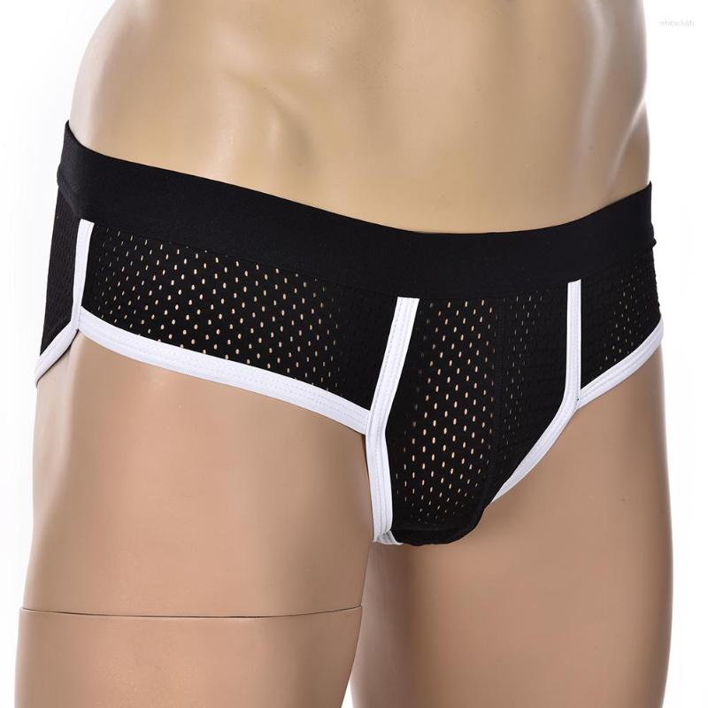 

Underpants Men's U Convex Bulge Pouch Acrylic Mesh Low-Rise Briefs Underwear, Black