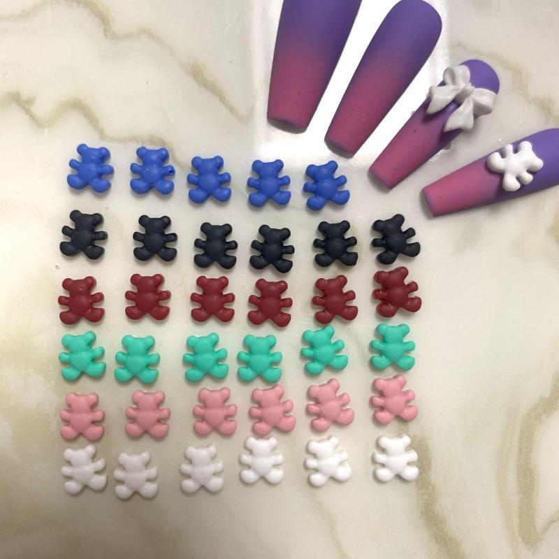 

Nail Art Decorations 10pcs Accessories Resin Bear Scrub Matte Mini 3D DIY Decoration Drill