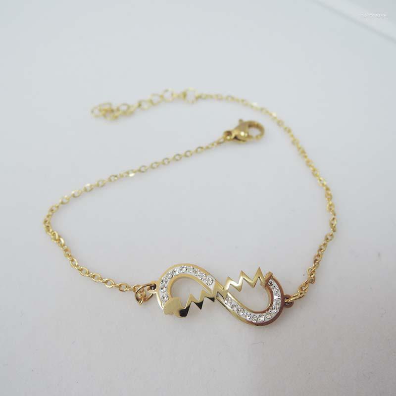 

Link Bracelets High Quality Top Fashion Bracelet Made Of Stainless Steel -anti-allerge 8 With Diamon Shape -silver And Gold Color