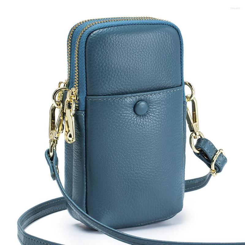 

Evening Bags Designer Lady Mini Mobile Phone And Wallets Shoulder Bag Fashion Genuine Leather Women Handbag Female Messenger Sac, Black