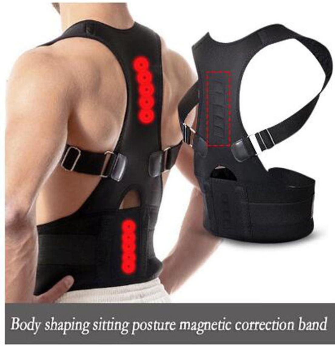 

Whol Posture Corrector Magnetic Therapy Brace Shoulder Back Support Belt for Men Women Braces Supports Belt Shoulder Posture8184524, Black
