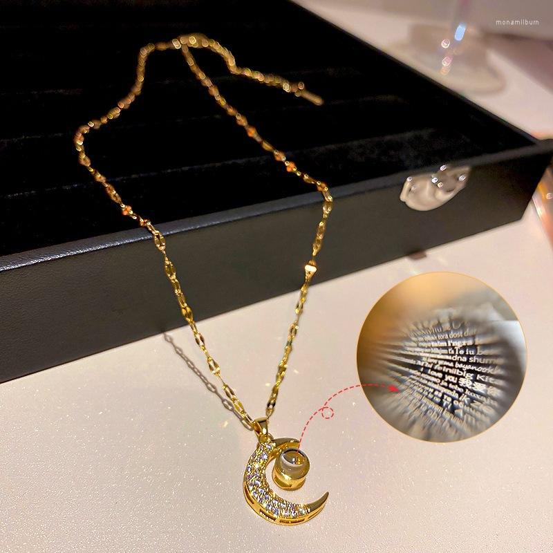 

Pendant Necklaces Women Moon Necklace Jewelry Gold Color Crystal