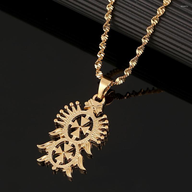 

Pendant Necklaces Ethiopian Gold Color Cross For Women Men Eritrea Jewelry