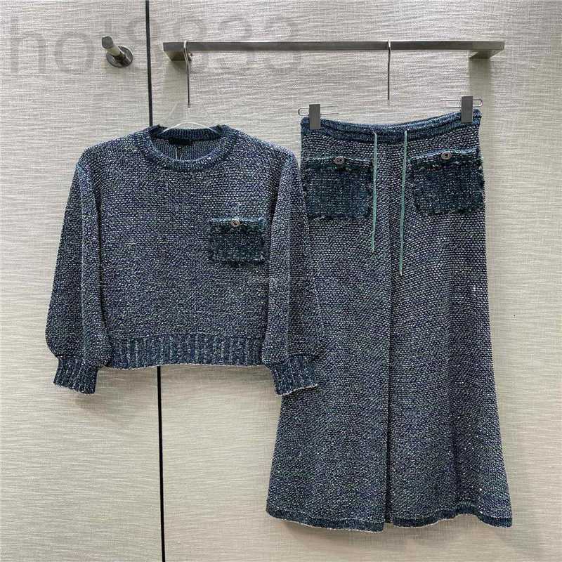

Women' Tracksuits Designer Tweed Women Knits Two Piece Pants Set with Crystal Buttons Girls Brand Jersey Jogging Shirts Pullover Sweater Outwear Tops Pant Suits FS, Purple