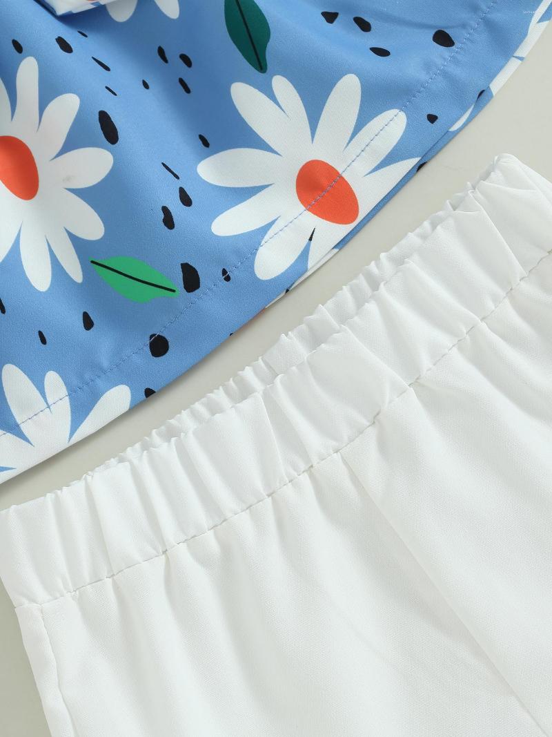 

Clothing Sets Adorable Toddler Girl S Daisy Print Cami Top And Ruffled Flare Shorts Set With Bow Front Detail - Perfect For Summer, Blue