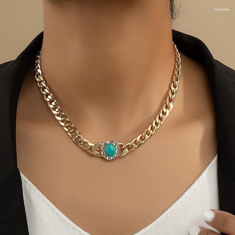 

Pendant Necklaces Exquisite Hip Hop Style Jewellery Delicate Gold Colour Cuban Chain For Women Trendy Necklace Neck Chains Jewelry