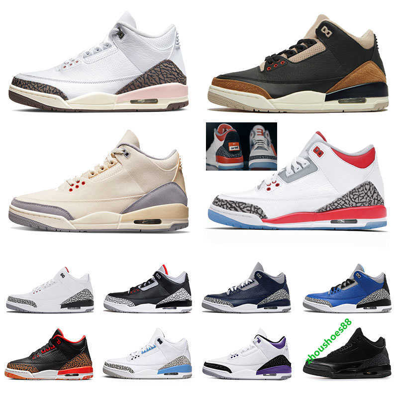 

Womens Mens Jumpman 3 3s III Designer Basketball Shoes Muslin Shady White Cement Black Cat Desert Elephant Fragment Sports Sneakers Trainers Size 36-47, 36-47 unc