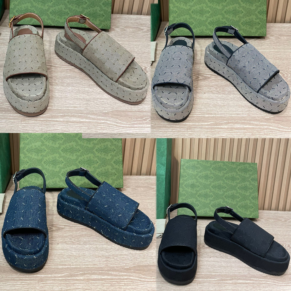 

WOMENS PLATFORM SANDAL 7011 fashion canvas Rubber sole reintroduced for the latest collection Upper with letter logo popular Designer Sandals Large size 43 35, 7 upper with logo