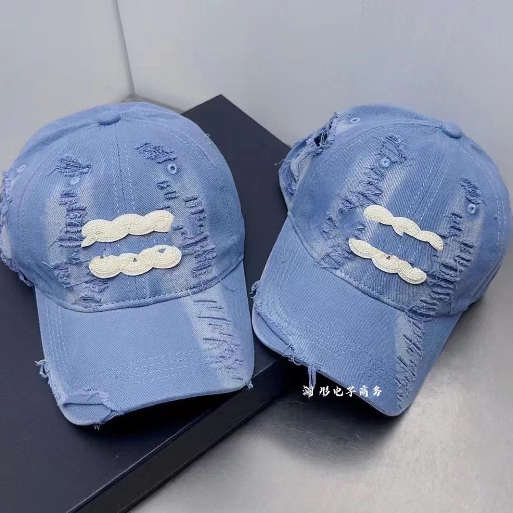 

New Washed Cotton Ripped Baseball Cap Distressed Peaked Cap Casual Face-Looking Small Public Sun Hat, Aspic