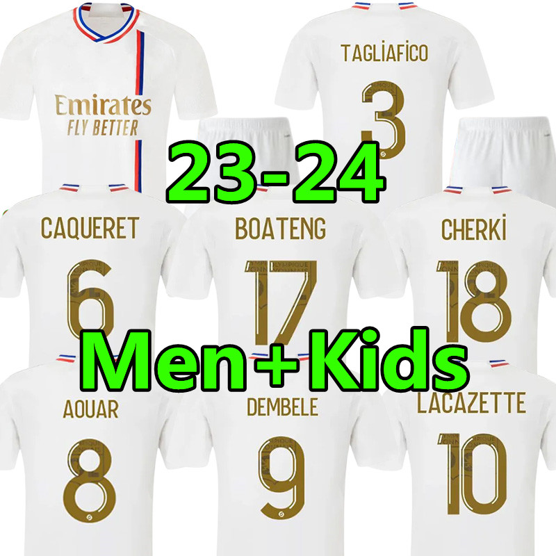 

23 24 Lyon Soccer Jersey DEMBELE CHERKI Sarr BOATENG CAQUERET TOLISSO Barcola Mendes Maillot de foot 2023 2024 Lyonnais home away football shirts men kids kits, 23-24 home
