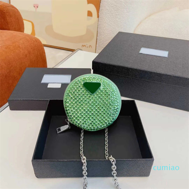 

2023-designer purse Shoulder Bags Diamonds Mini Coin cardholder Women Designer Handbag Crossbody the Tote pouch Vintage Messenger Bag, Green-11*2--circular