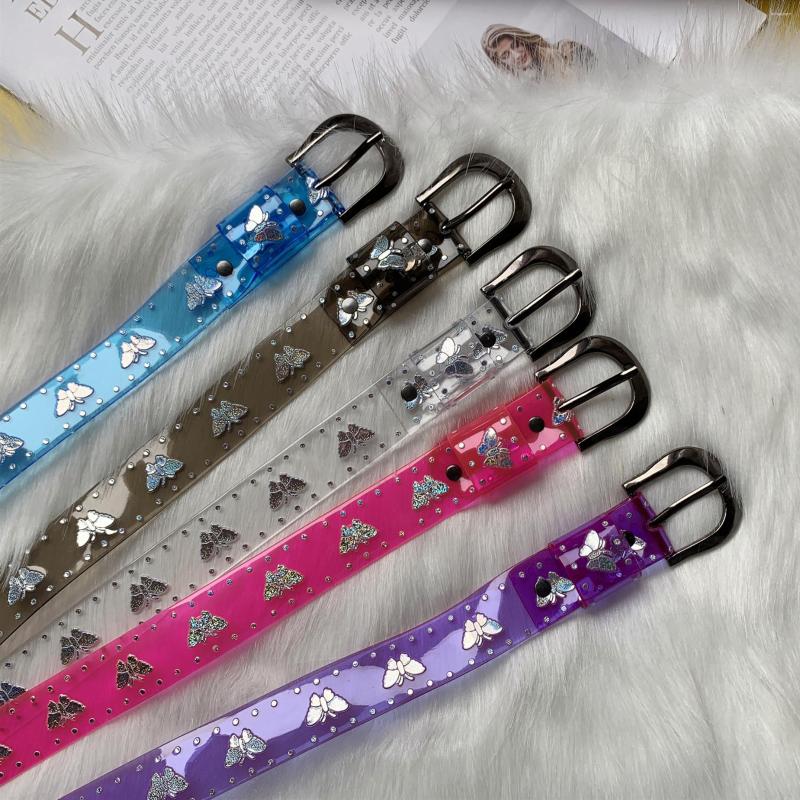 

Belts Clear For Women Luxury Designer Brand Trouser Waistbelt Heart Shape PVC Buckle Feminine Belt Decoration, Gold buckle