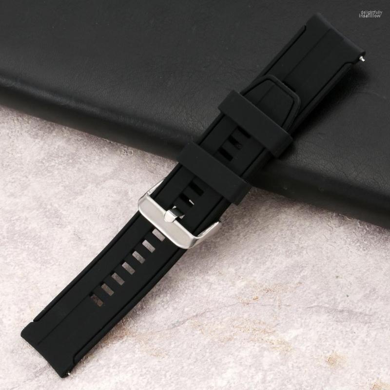 

Watch Bands 20mm Black Silicone Band High Quality Men's Silica Gel Strap Classic Women Watches Straps 17 Holes Adjustable Length