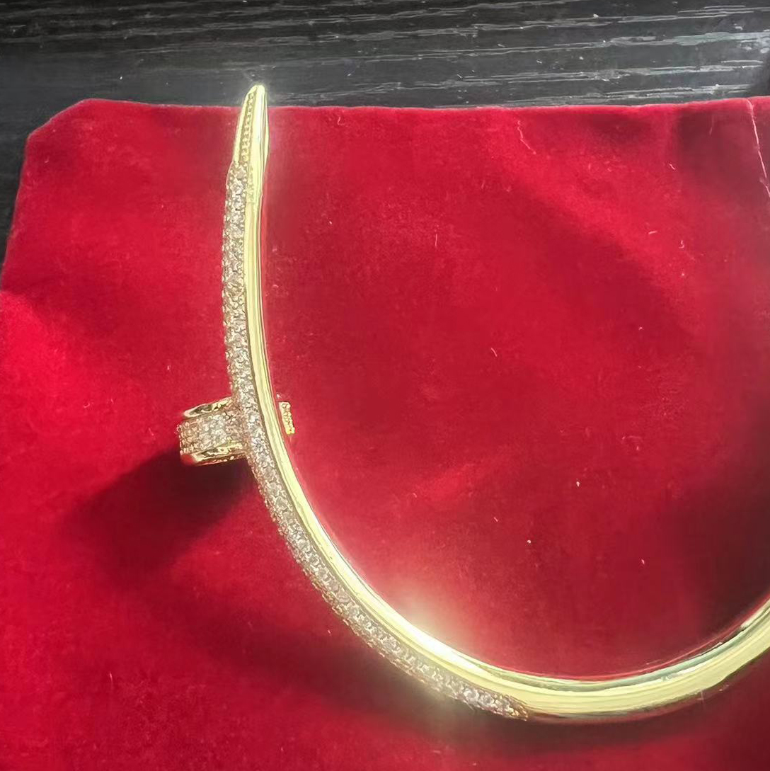 

Full Diamond Bangle Bracelet Women Men 18k Gold Plated Bangle Bracelet Jewelry For Lover Gift