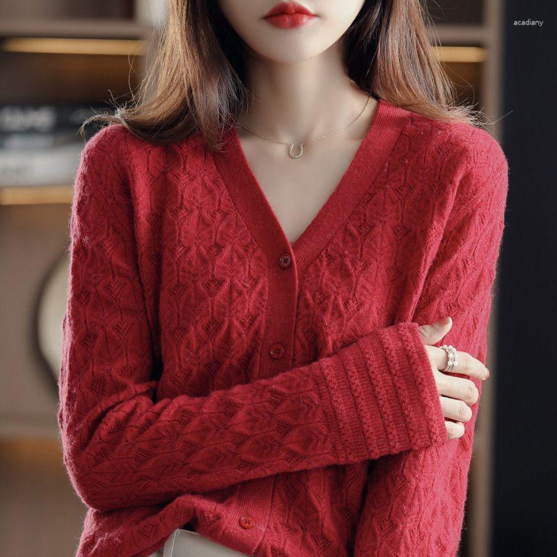 

Women's Knits Knitted Cardigan Women's Sweater Coat 2023 Spring Autumn Style Woolen V-Neck Top Loose Outer Wear H13, Beige