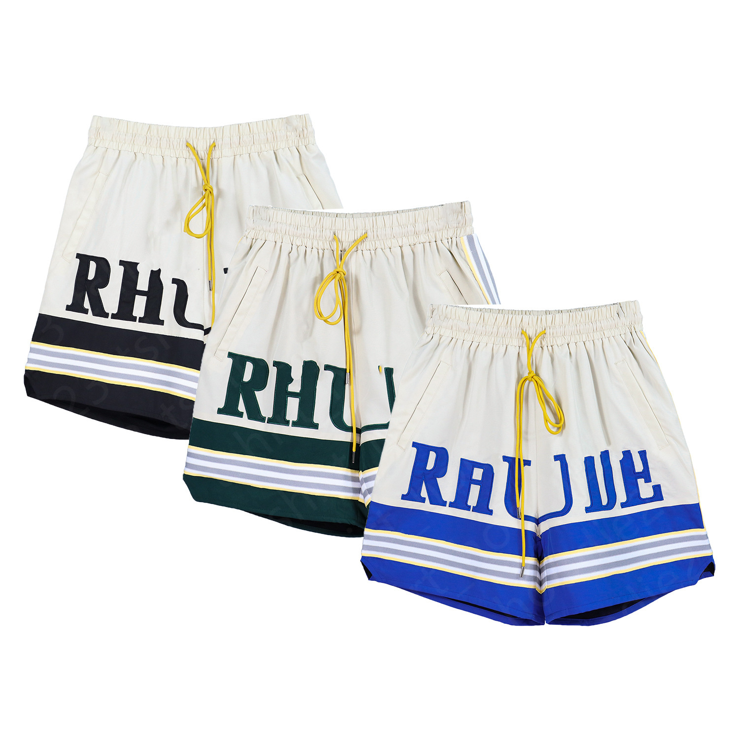 

rhude shorts mens shorts white and blue shorts men designer shorts pants size S  L XL swim beach shorts drawstring tighness loose ligthweight shorts men lpm