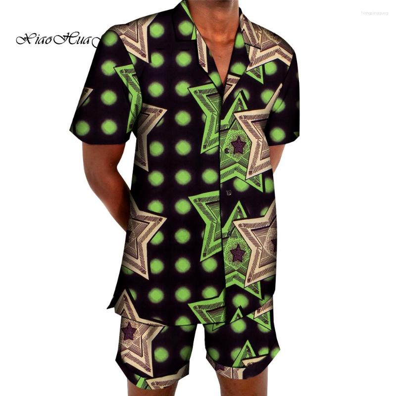 

Ethnic Clothing 2 PCS Set African Clothes For Men Summer Short Sleeve Shirt And Pants Print Suit Outfits WYN1736