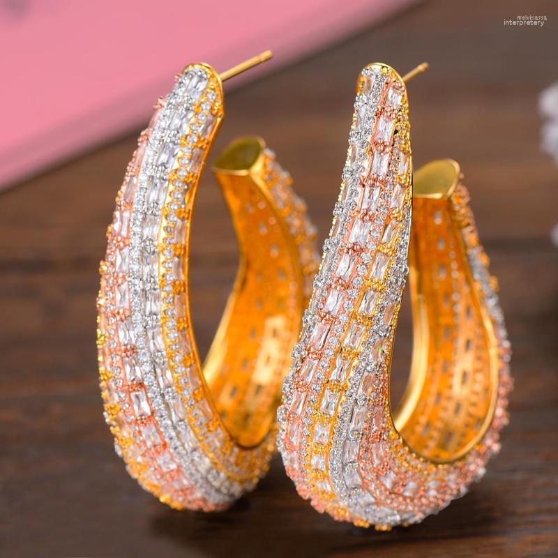 

Hoop Earrings Soramoore Luxury Top Quality Micro Crystal Zirconia Inlay Jewelry Unique Women Fashion DUBAI Bridal Ear Gift