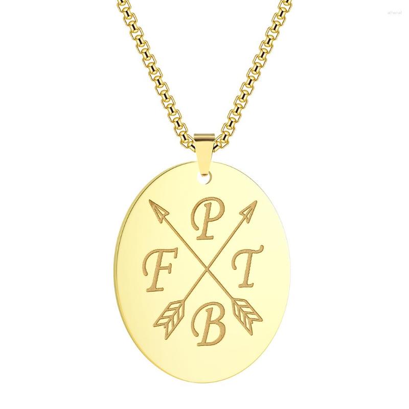 

Pendant Necklaces Stainless Steel Family Initials Gold Plated Necklace Disc Charm Coin For Men Women