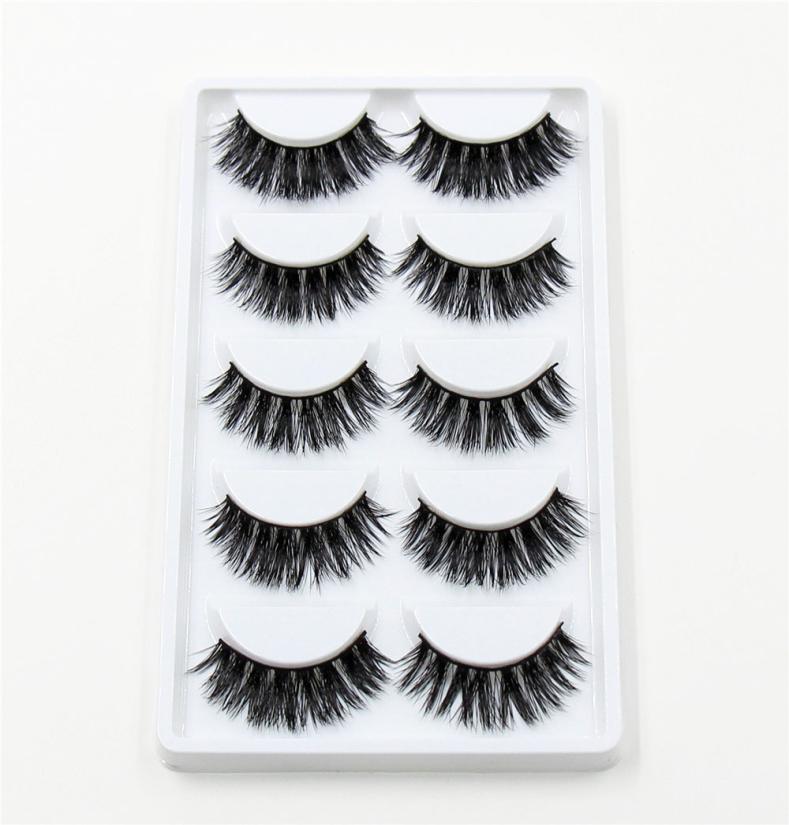 

3D Mink False Eyelashes 5 pairs Natural Extension Long Cross Thick Mink Lashes Handmade Eye Lashes K012718098