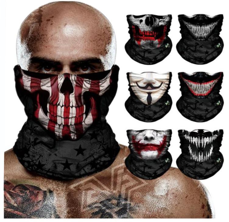 

3D Joker Skull Seamless Magic Face Mask Shield Cycling Fishing Bike Ski Camping Bandana Halloween Headband Scarf Men Women Neck Ga2409365