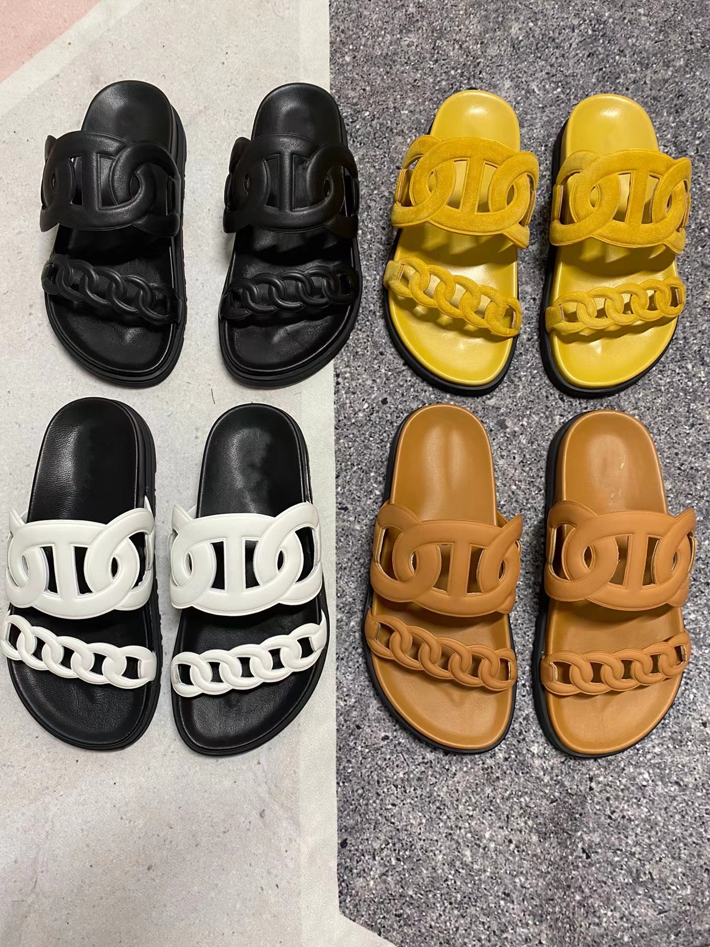 

womens shoes designer sandal H platform men slipper slides thick bottom flip flops summer flat shoes casual beach sandale genuine leather high quality with box 10A