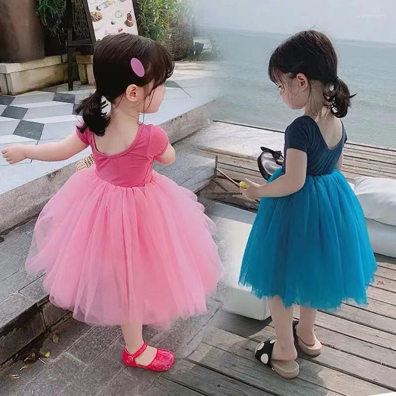 

Girl Dresses Girls Children's Fashion Dress Baby Kids Yarn Princess Super Fairy Mesh Cotton Short Sleeve P4 561