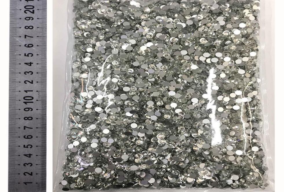 

14400Pcs in Bulk Package Whole Flatback Clear Crystal Non fix Glitter Nail Rhinestones SS3SS20 Nail decorations H10407007733