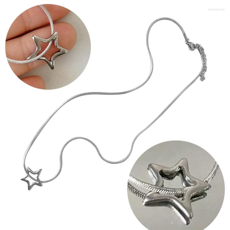 

Pendant Necklaces Pentagram Choker Star Necklace Girl Women Y2k Jewelry Steel Material For Girls T8DE