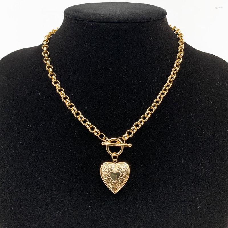 

Pendant Necklaces DIEZI 2023 Punk Gold Silver Plated Heart Necklace For Women Men Vintage Simple Geometric Statement Link Chain