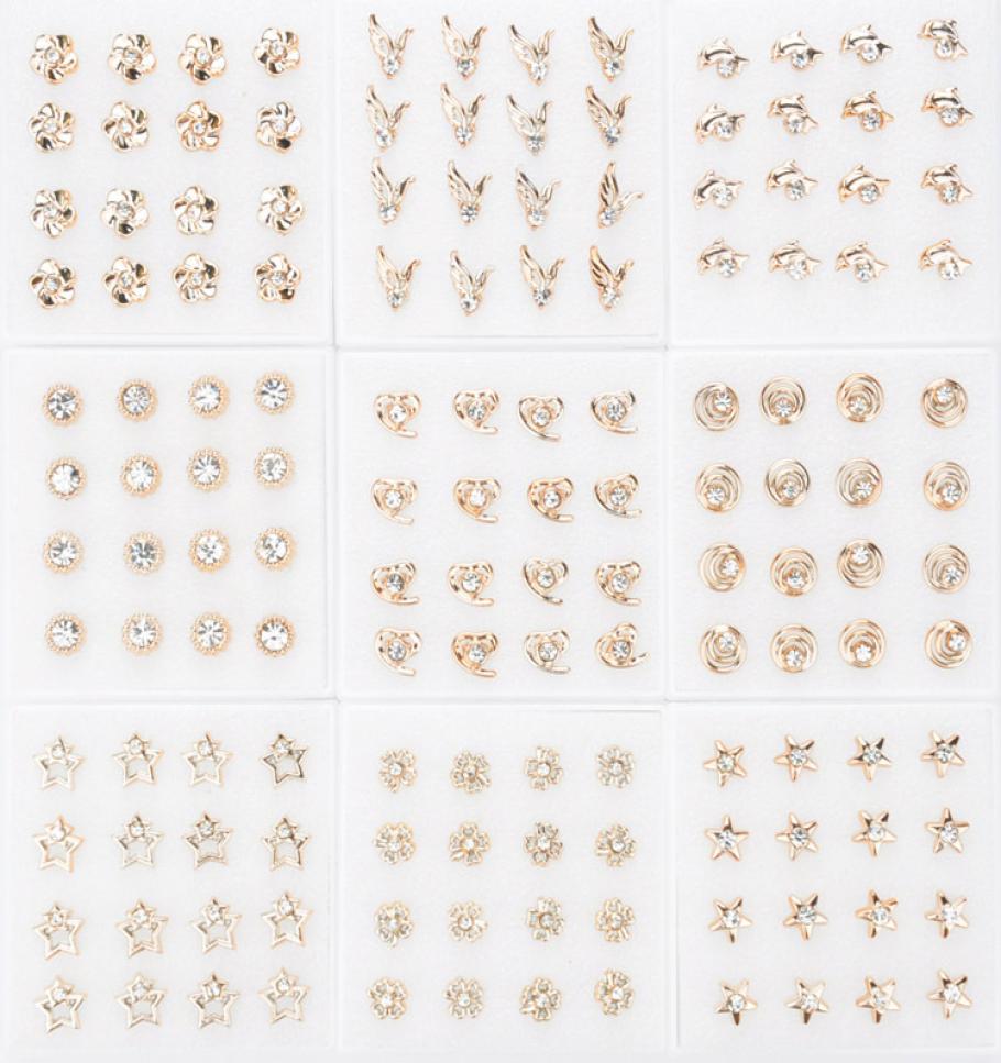 

168 pairs Earring Jewelry Lots Gold Hook Mixed Styles Flower Leaf Heart Women039s Dangle Earrings Eardrop Ship8198459, High carbon diamond-white gold