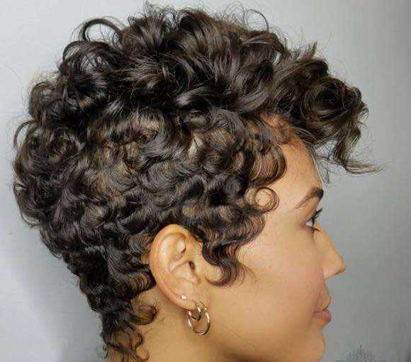 

Synthetic Wigs Wigs Hair Women's Short Curls Machine Made Synthetic Fiber Headgear, Black