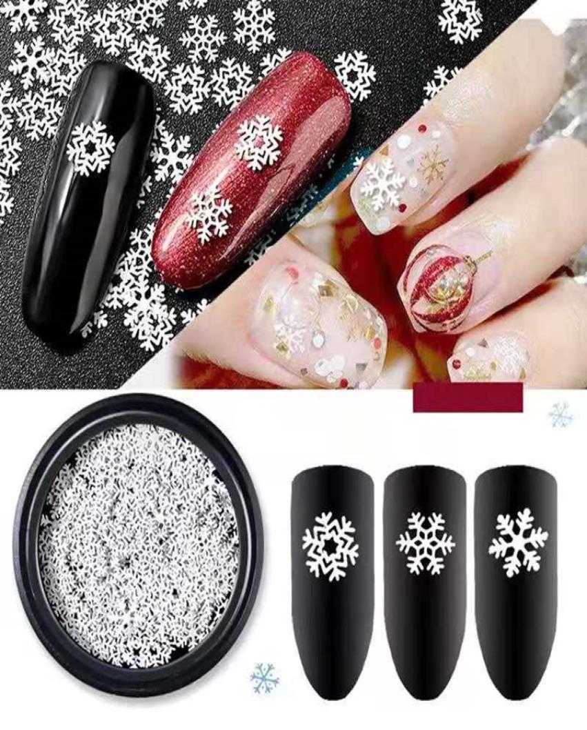 

Multisize Nail Art Stickers Decals For Nails Art Christmas Snowflake Series Ultrathin white snowflower sequins2458476, Light yellow